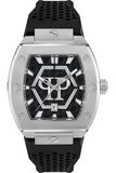 Philipp Plein Hexagon Phantom Black Dial Black Silicone Strap Watch For Men- PWPUA0524