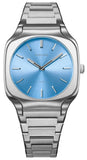 D1 Milano Square Maldives Sea Blue Dial Silver Steel Strap Watch for Men - D1-SQBJ05
