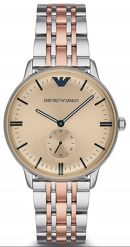 Emporio Armani Classic Beige Dial Two Tone Steel Strap Watch for Men - AR2070