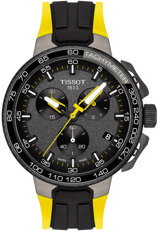 Tissot T Bike Cycling Tour de France Black Dial Two Tone Rubber Strap Watch For Men - T111.417.37.441.00