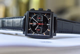 Tag Heuer Monaco Automatic Chronograph Black Dial Black Leather Strap Watch for Men - CBL2180.FC6497