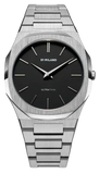 D1 Milano Ultra Thin Matte Black Dial Silver Steel Strap Watch for Men - D1-UTBJ40