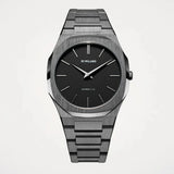 D1 Milano Ultra Thin Re-Gun Black Dial Gray Steel Strap Watch for Men - D1-UTBJ41