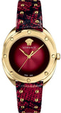 Versace Shadov Quartz Red Dial Red Leather Strap Watch for Women - VEBM00918