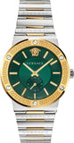 Versace Hellenyium Quartz Green Dial Silver Steel Strap Watch For Men - VEVK00420