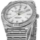 Breitling Chronomat Automatic 36 Diamonds White Dial Silver Steel Strap Watch for Women - A10380591A1A1