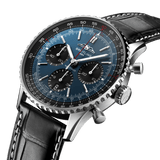 Breitling Navitimer B01 Chronograph 41 Blue Dial Black Leather Strap Watch for Men - AB0139241C1P1