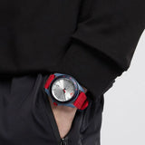 Emporio Armani Sigma Silver Dial Red Silicone Strap Watch for Men - AR11219