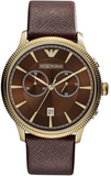 Emporio Armani Alpha Large Chronograph Brown Dial Brown Leather Strap Watch for Men - AR1793