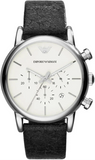 Emporio Armani Luigi Chronograph White Dial Black Leather Strap Watch for Men - AR1810