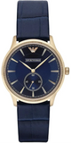 Emporio Armani Alpha Medium Blue Dial Blue Leather Strap Watch for Men - AR1848