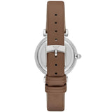 Emporio Armani Gianni T-Bar White Dial Brown Leather Strap Watch for Women - AR1988