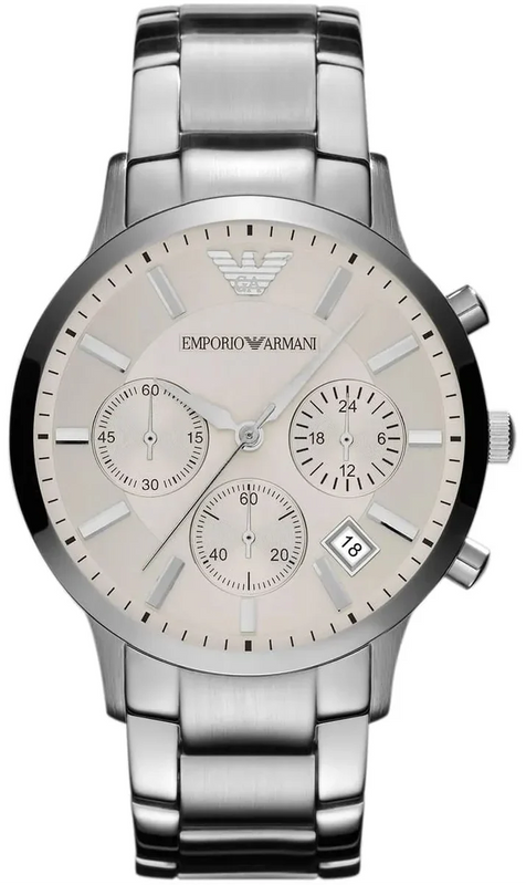 Emporio Armani Renato Chronograph White Dial Silver Steel Strap Watch for Women  - AR2459