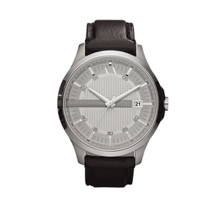 Armani Exchange Whitman Silver Dial Brown Leather Strap Watch For Men - AX2100