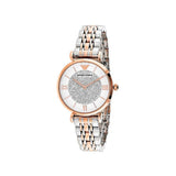 Emporio Armani Gianni T Bar White Dial Two Tone Steel Strap Watch For Women - AR1926