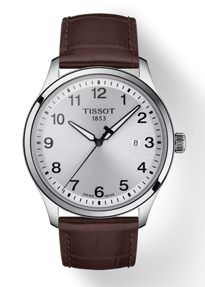 Tissot T-Sport Gent XL Silver Dial Brown Leather Strap Watch for Men - T116.410.16.037.00