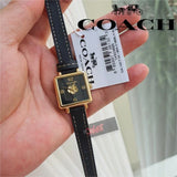 Coach Black Square Dial Black Leather Strap Watch for Women - 14503695