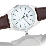 Lacoste Edmonton White Dial Brown Leather Strap Watch for Men - 2010893