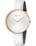 Calvin Klein Full Moon White Dial White Leather Strap Watch for Women - K8Y236L6