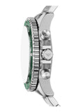 Emporio Armani World Explorer Solar Chronograph Green Dial Silver Steel Strap Watch for Men - AR11741