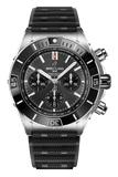 Breitling Super Chronomat B01 44 Black Dial Black Rubber Strap Watch for Men - AB0136251B2S1