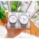Calvin Klein Minimal White Dial Silver Mesh Bracelet Watch for Men - K3M51152
