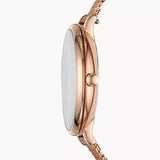 Fossil Jacqueline Three-Hand White Dial Rose Gold Mesh Bracelet Watch for Women - ES4534