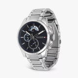 Tommy Hilfiger Decker Quartz Blue Dial Silver Steel Strap Watch for Men - 1791348
