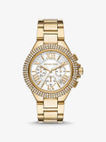 Michael Kors Camille Silver Diamonds Dial Gold Steel Strap Watch for Women - MK5756