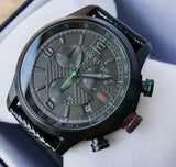 Gucci G Timeless Chronograph Black Dial Black Leather Strap Watch For Men - YA126244
