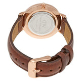 Daniel Wellington Classy St Mawes White Dial Brown Leather Strap Watch For Women - DW00100075