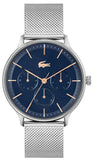 Lacoste Club Multifunction Blue Dial Silver Mesh Strap Watch for Men - 2011228
