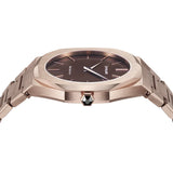 D1 Milano Ultra Thin Brown Dial Gold Steel Strap Watch for Men - D1-UTBJ13