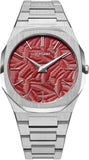 D1 Milano Ultra Thin Barn Red Dial Silver Steel Strap Watch for Men - D1-UTBJ33