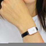 Daniel Wellington Quadro White Dial Black Leather Strap Watch For Women - DW00100434