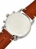Fossil The Commuter Blue Dial Brown Leather Strap Watch for Men - FS5401
