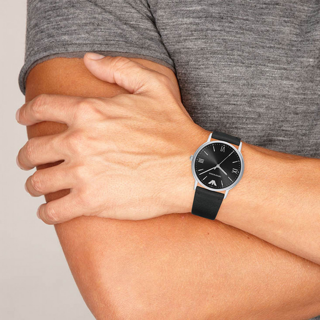 Emporio Armani Kappa Analog Quartz Black Dial Black Leather Strap Watch For Men - AR11013