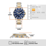 Emporio Armani World Explorer Chronograph Blue Dial Two Tone Steel Strap Watch for Men - AR11740