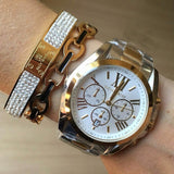 Michael Kors Bradshaw Silver Dial Two Tone Steel Strap Watch for Women - MK5627