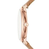 Fossil Jacqueline White Dial Brown Leather Strap Watch for Women - ES3487