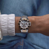 Guess Sunray Multifunction Crystals Silver Dial Two Tone Steel Strap Watch For Women - GW0616L3