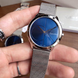 Calvin Klein Minimal Blue Dial Silver Mesh Bracelet Watch for Men - K3M2112N