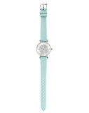 Emporio Armani Gianni T Bar Analog Crystals Silver Dial Blue Leather Strap Watch For Women - AR11443