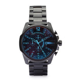 Diesel Mega Chief Chronograph Black Dial Black Steel Strap Watch For Men - DZ4318