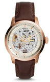 Fossil Townsman Automatic Skeleton White Dial Brown Leather Strap Watch for Men - ME3078