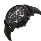 Fossil Grant Automatic Chronograph Black Dial Black Leather Strap Watch for Men - ME3028