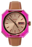 Fossil Candy White Dial Brown Leather Strap Watch for Women - ES3539