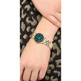 Marc Jacobs Baker Green Dial Gold Steel Strap Watch for Women - MBM3249