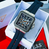 Guess Leo Chronograph Navy Blue Dial Blue Silicone Strap Watch For Men - GW0637G1