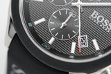 Hugo Boss Velocity Black Dial Black Leather Strap Watch for Men - 1513716